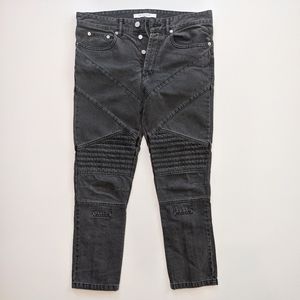 GIVENCHY Paris Black Moto Biker Button Fly Mens Skinny Jeans Size 30
